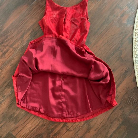 Lucca Couture Holiday Metallic Red Festive Party Mini Dress - Picture 5 of 12